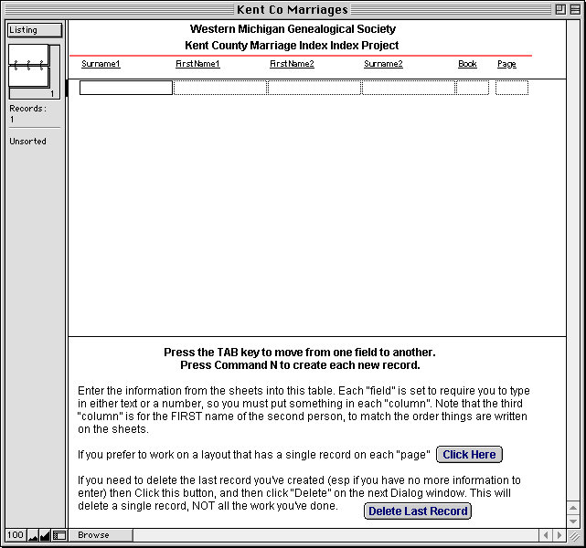 Data Entry Screen Shot
