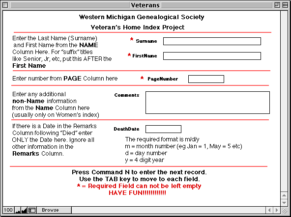 Data Entry Screen Shot